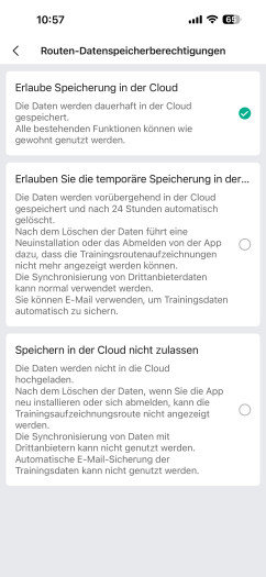 Amazfit Zepp: Die GPS- und Cloud-Optionen sind ziemlich ungewöhnlich. (Bild: Amazfit / Screenshot: Golem)